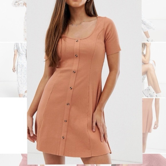 ASOS Dresses & Skirts - ASOS Button-Front Mini Dress in Peach
